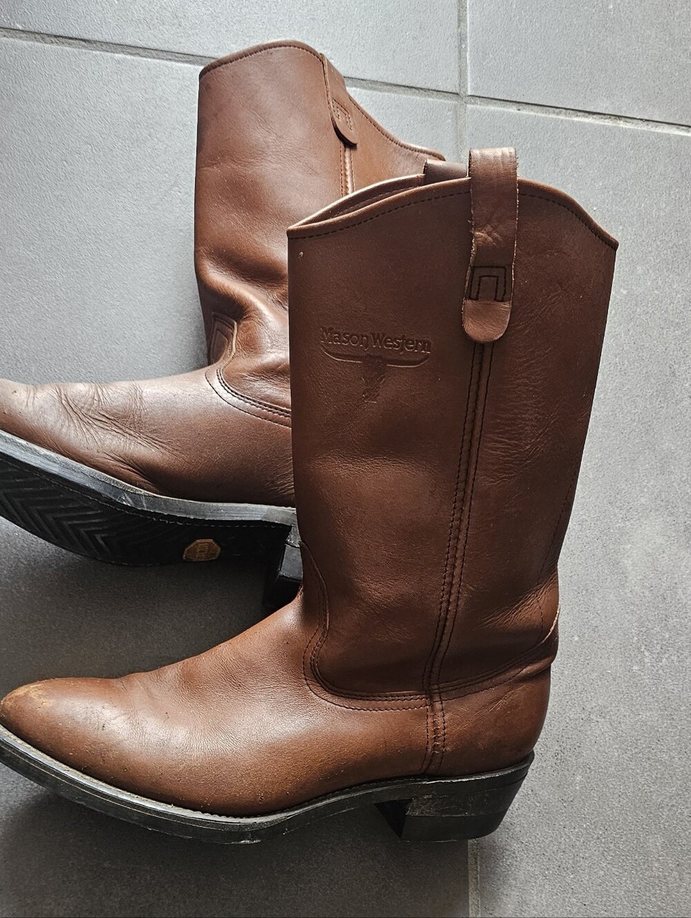 Vintage Mason Western Boots Men’s 10.5 Brown Leather Vibram